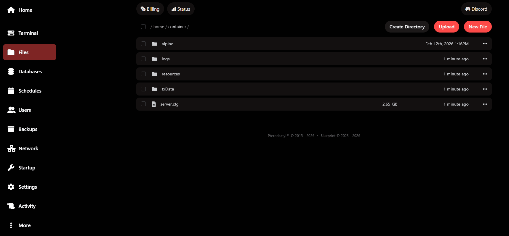Application file management in the panel