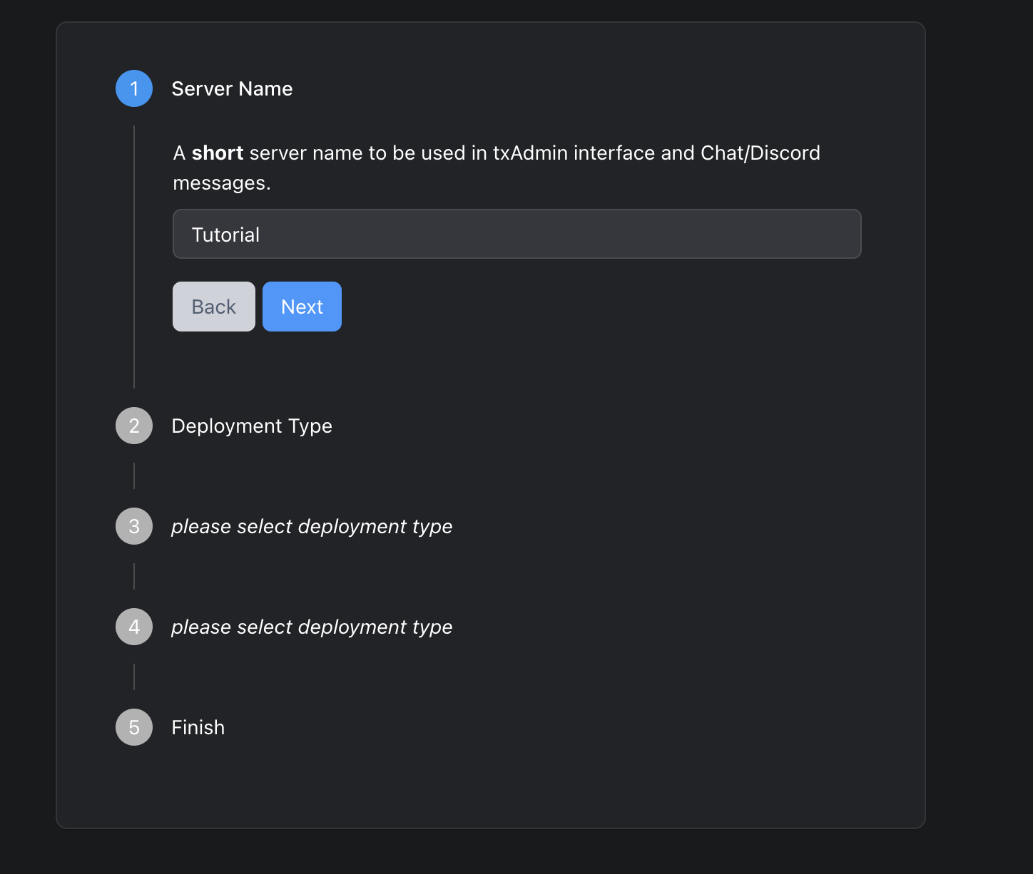 Setup Wizard – Step 1: Server Name